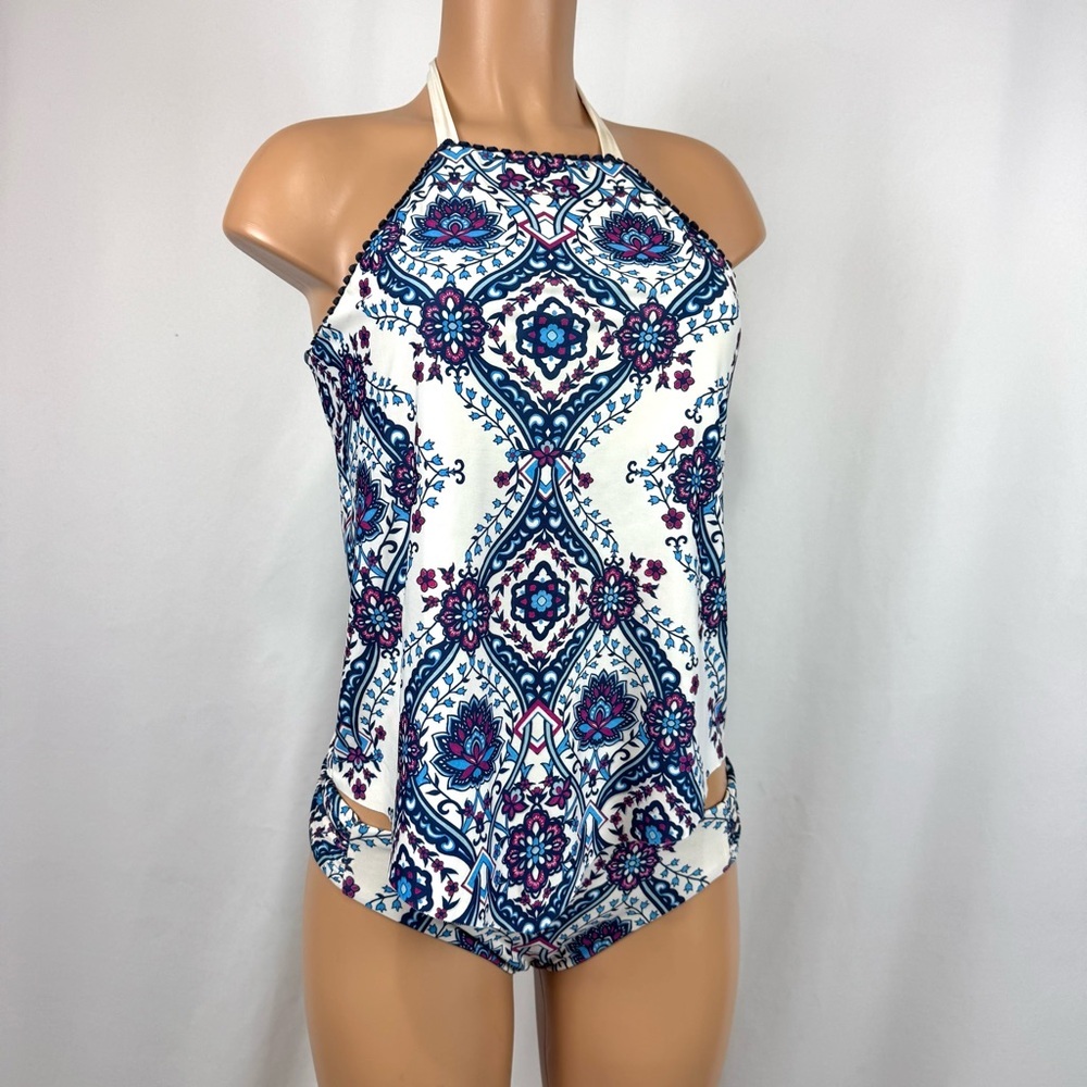 Becca by Rebecca Virtue Inspired 3 PC Swimsuit With Lace Tunic Cover Up Sz Large - Picture 2 of 10
